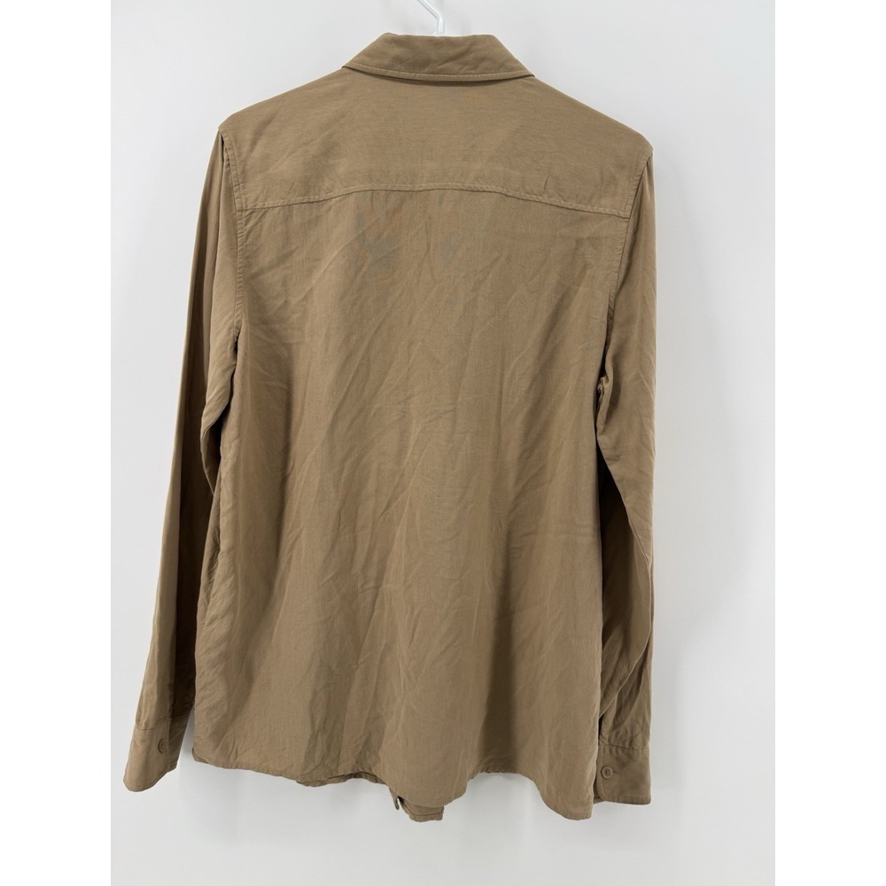 ORVIS Women's Tan Long Sleeve Button Up Shirt Casual Silk Quiet Lxury Sz Medium - Picture 4 of 7